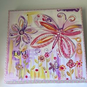 12*12 butterfly/love print on canvas wood frame